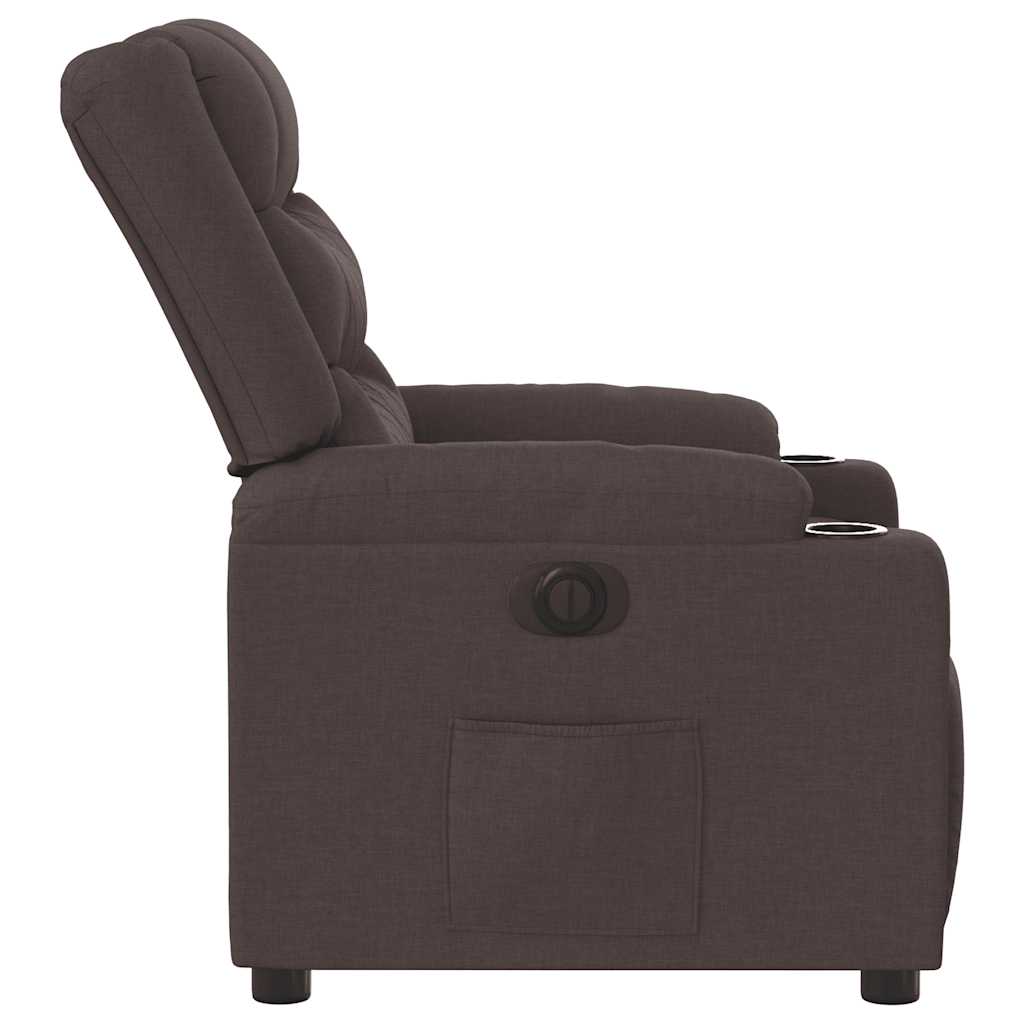 Electric Recliner Chair Dark Brown Fabric