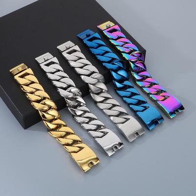31Mm Thick Chain Bracelet Set, Domineering Personality Big Gold Chain Cuban Chain Titanium Steel Men'S Necklace