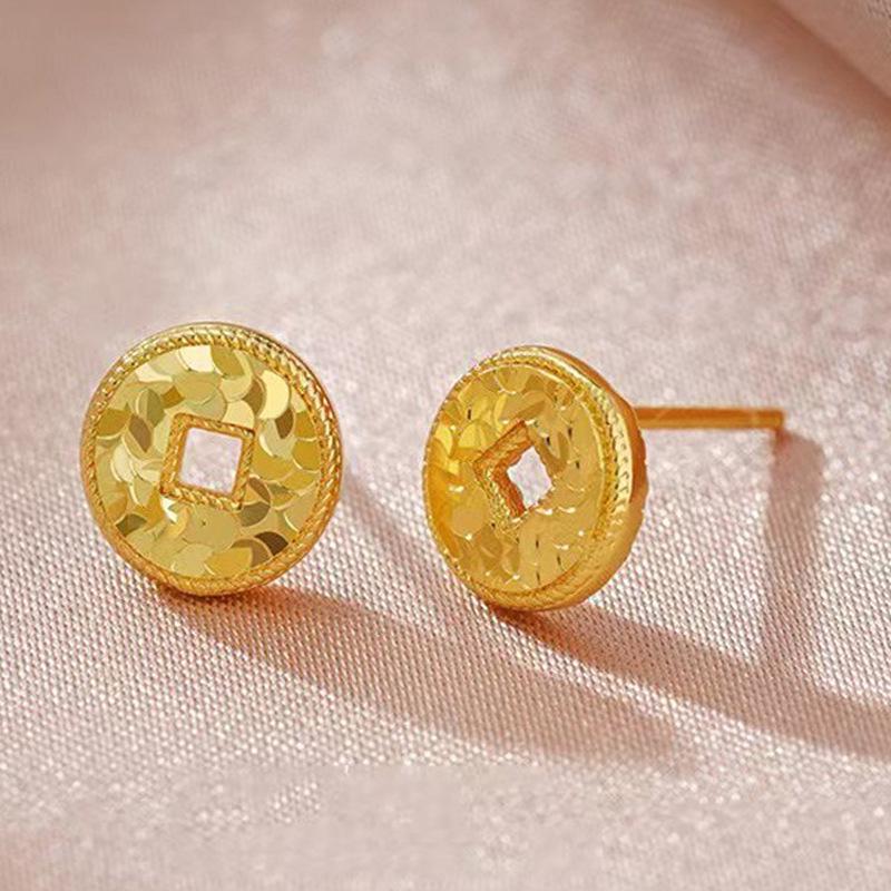 Fresh Sweet Ice Coin Stud Earrings for Women - 2025 High-End Fashion Trend