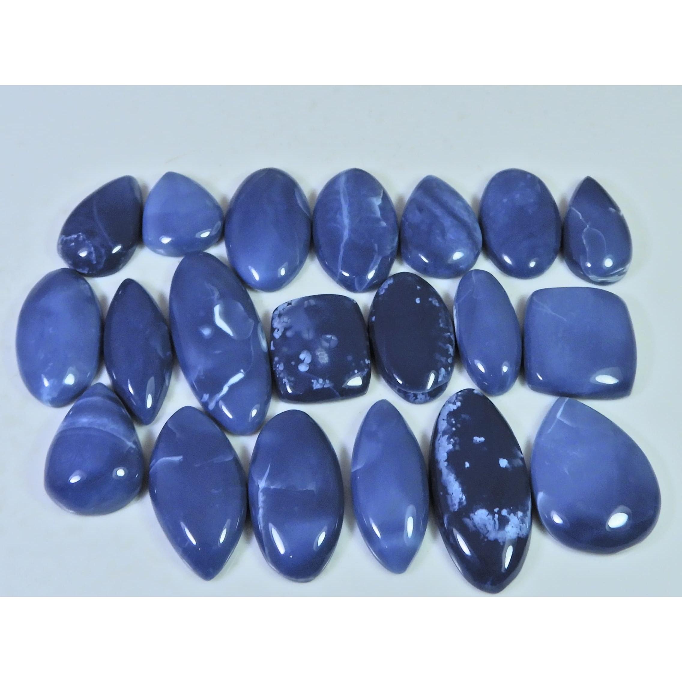 242Cts. Natural Blue Opal Agate Mix Cabochon Loose Gemstone 20Pcs Lot C-1888