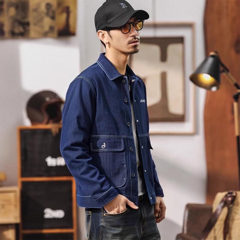 Jeep Men's Fashion Big Pocket Denim Jacket