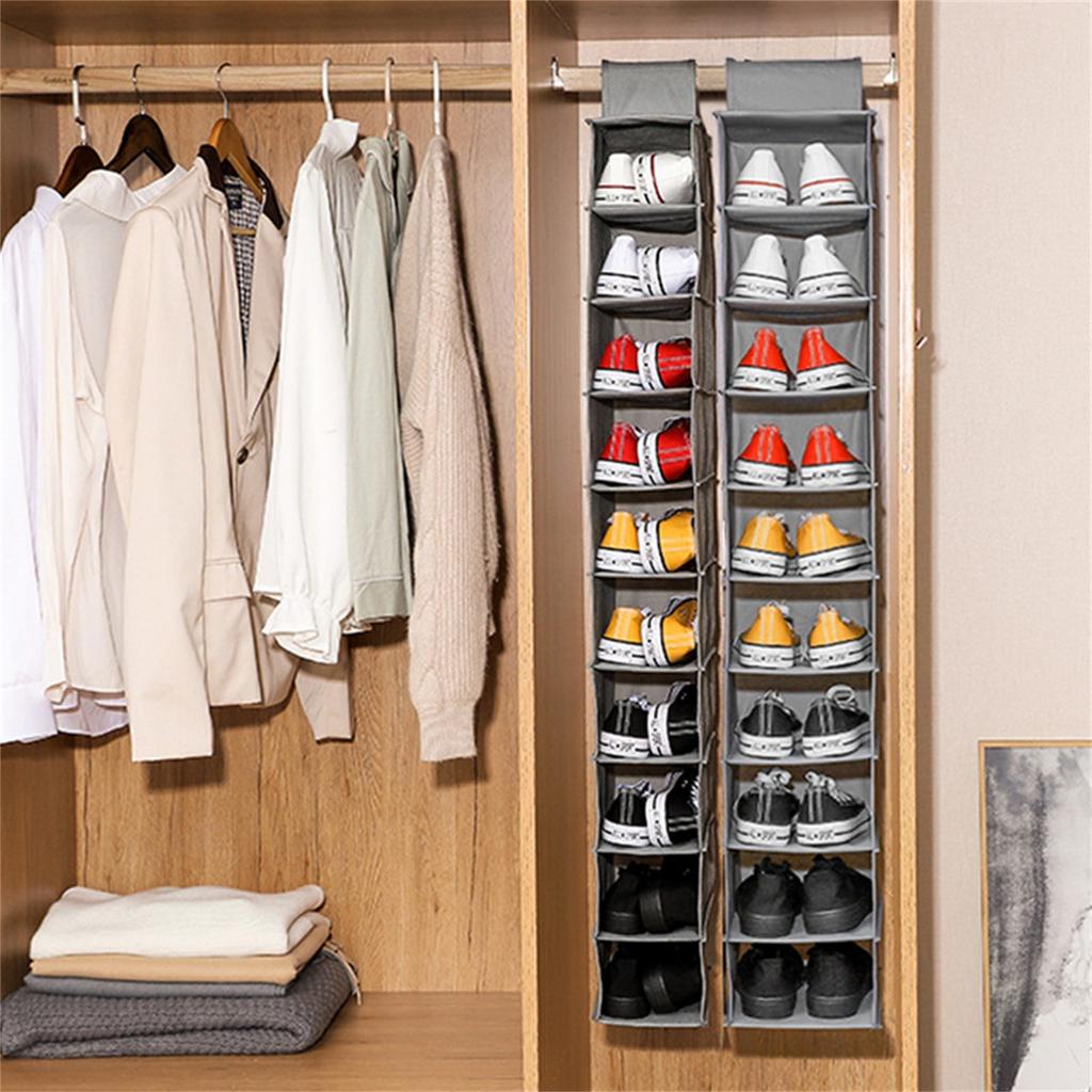 20*30*125cm Non-woven -layer Shoe And Hat Storage Hanging Bag Three-dimensional Hanging Storage Bag Wardrobe Shoe Underwear Storage Bag