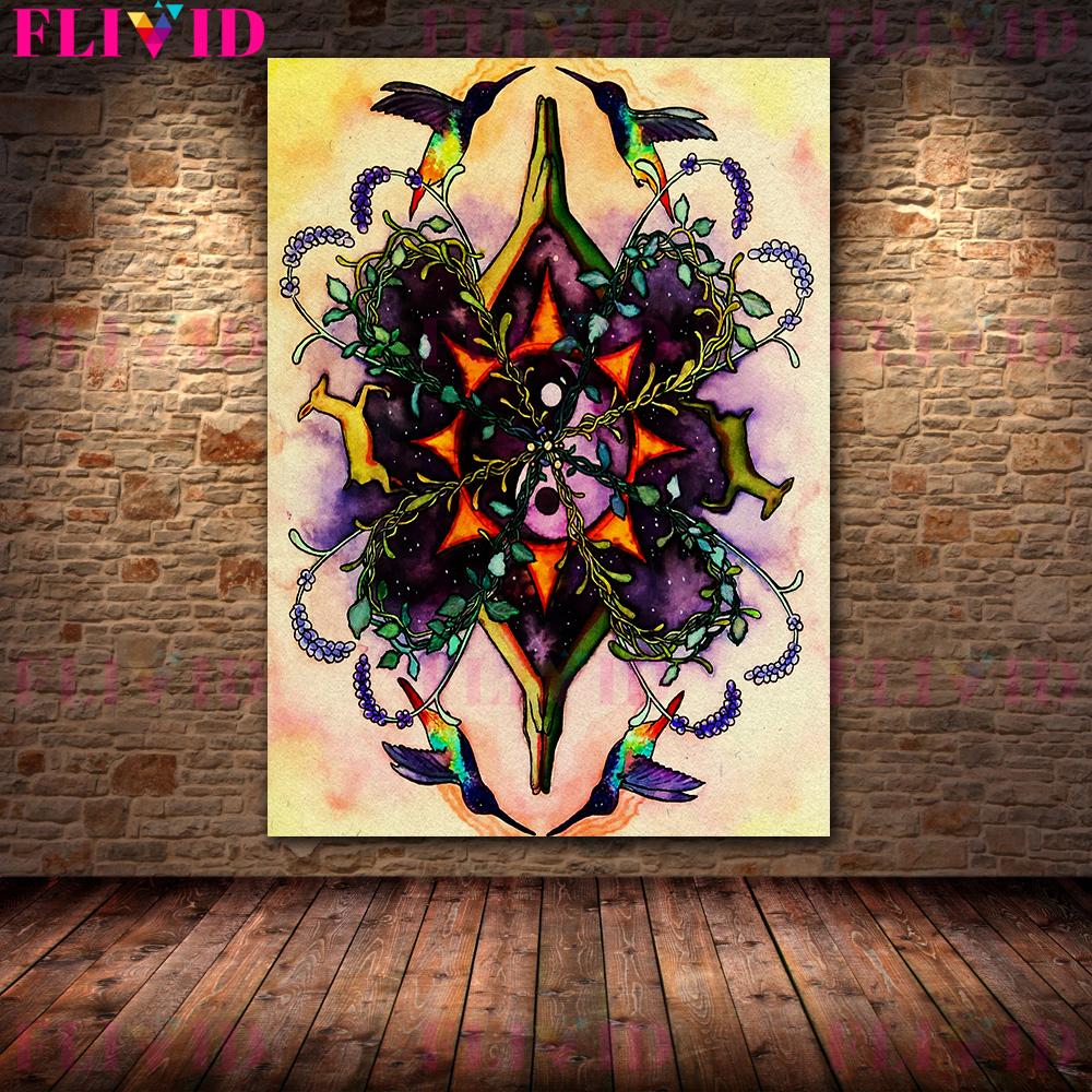 Tree Of Life,Witchcraft Altar,Crow Prophecy Vintage Wall Art Print Folk Magic & Witchcraft Art Poster and Print Decor (with Frame)