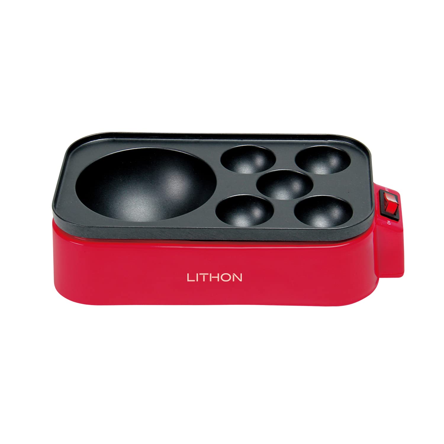 

Giga Takoyaki Machine Red A super Takoyaki machine that you can enjoy with Big approximately 10cm in diameter LITHON KDTK-001R kids! size, червоний