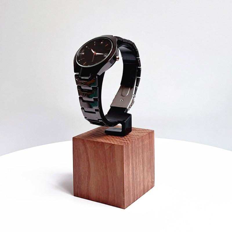 Supporto per Orologi in Legno di Noce Fatto a Mano Elegante Supporto Espositore per Orologi a Forma di C Portaoggetti per Orologi da Casa e Negozio