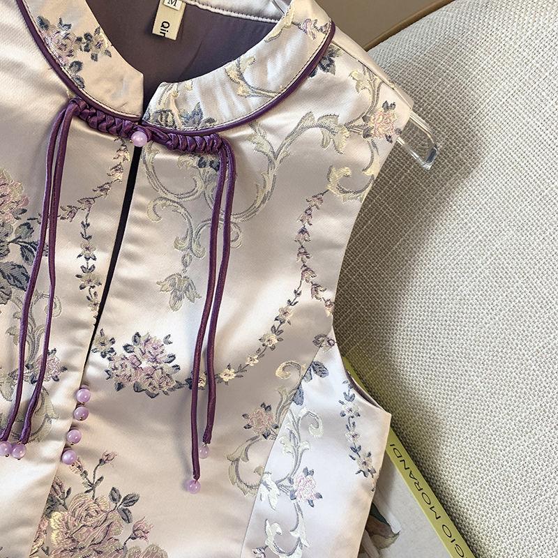 Vest women's embroidered vest vest autumn and winter foreign style top women's vest