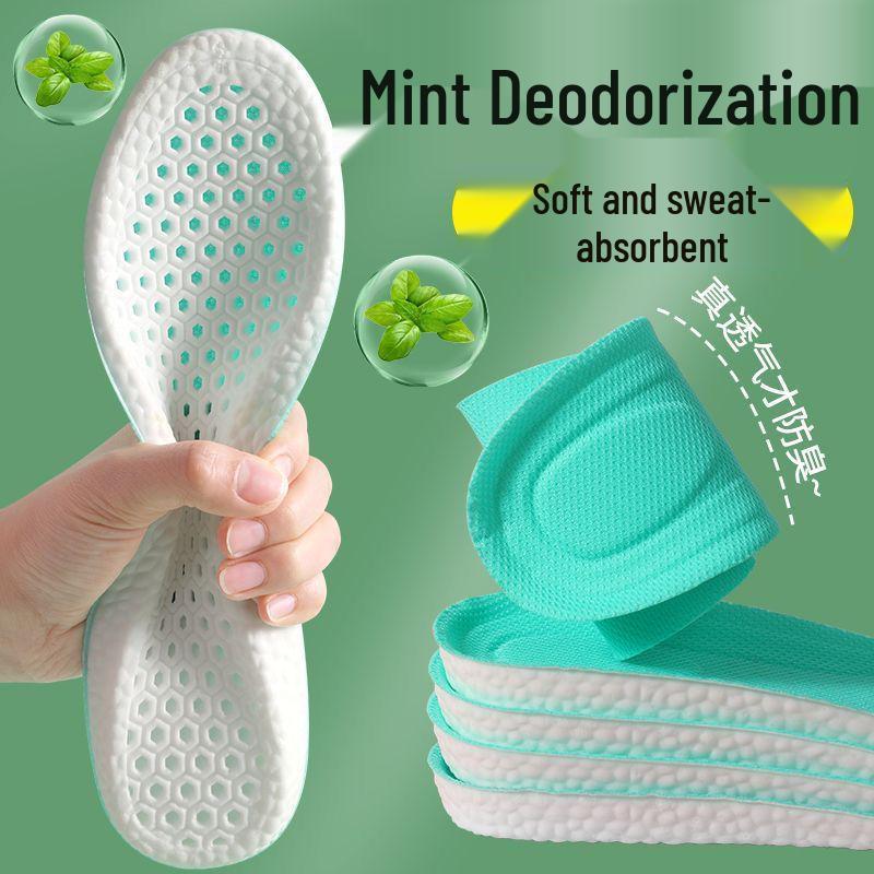 Thickened Summer Sports Insoles for Men & Women - Sweat-Absorbent, Shock-Absorbing, Soft, Comfortable, Height-Increasing Basketball Insoles