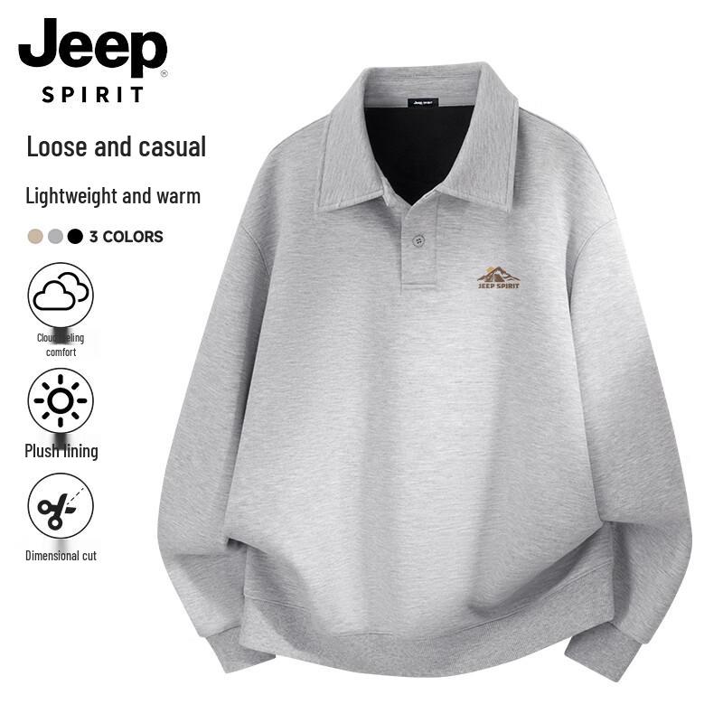 

JEEP SPIRIT Men s Fleece-Lined Stand Collar Pullover M