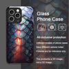 Art Black Golden Scale Texture Printed Pattern Tempered Glass Phone Case for iPhone 17 16 Pro Max 15 13 12 Mini 11 14 Plus Cover