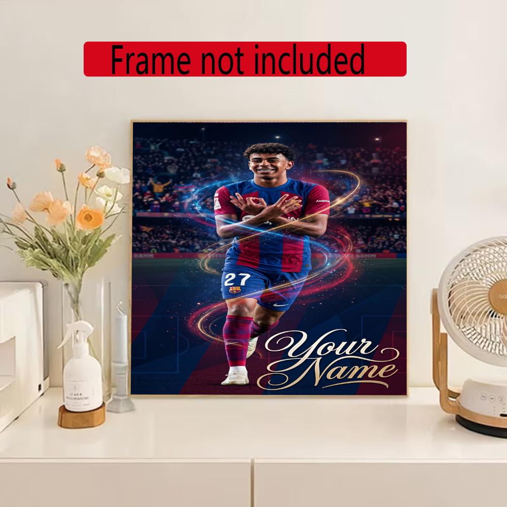 Lamin Yamal Customize Text Diamond Painting Round Diamond Mosaic Suitable For Beginners Diamond Painting Rhinestones Gift Frameless