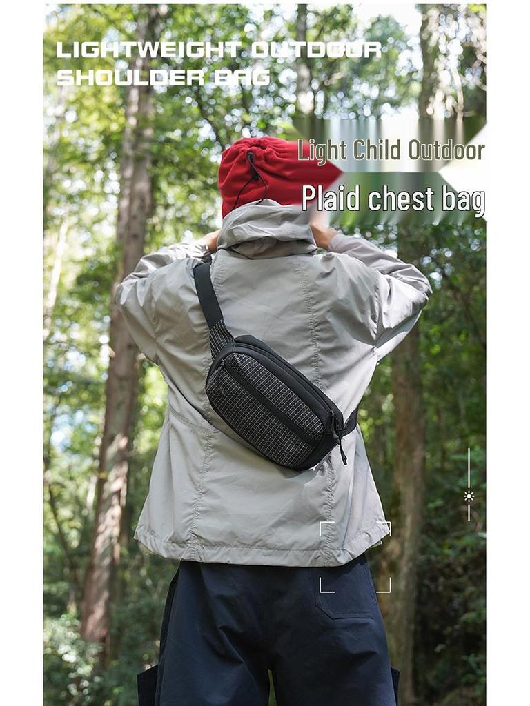 Ultraleichte Karierte Wasserdichte Nylon Herren Umhängetasche: Trendige Rad- & Handy-Bauchtasche
