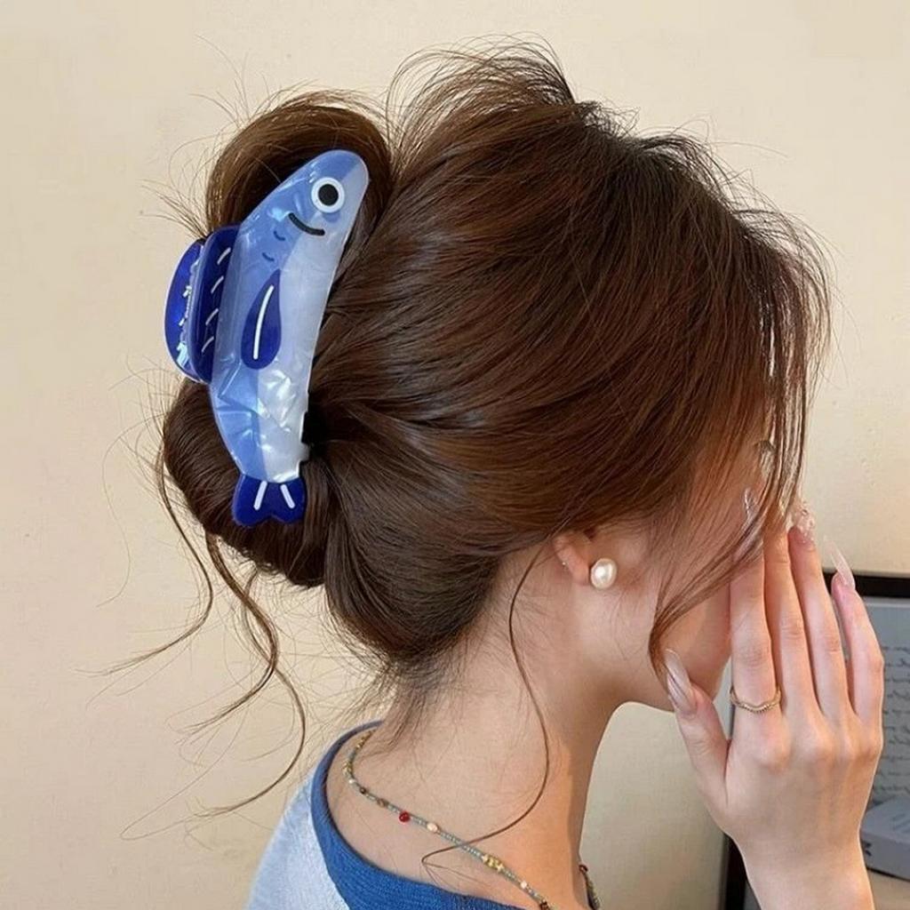 Cartoon Sardine Hair Clips Fun Sea Animal Design Shark Dolphin PVC Hair Claw for Women Girls Party Gifts 9.5/13cm