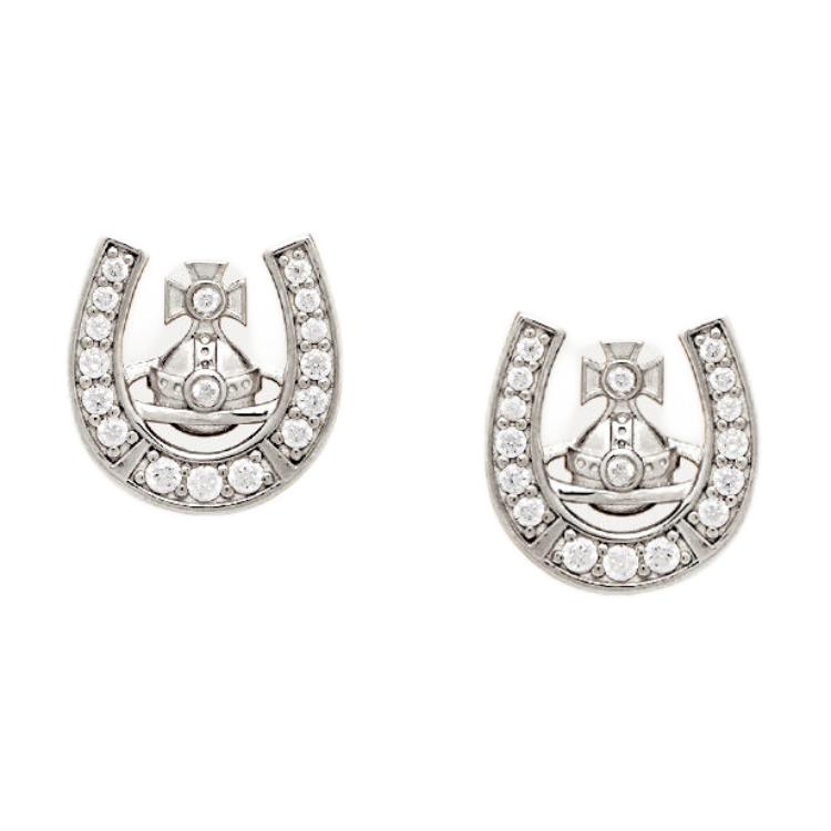 Vivienne Westwood Mare Saturn Horseshoe Design Recycled Silver Earrings Women earrings 6201037L-01P102 Basic Packaging-Dust Bag+Box