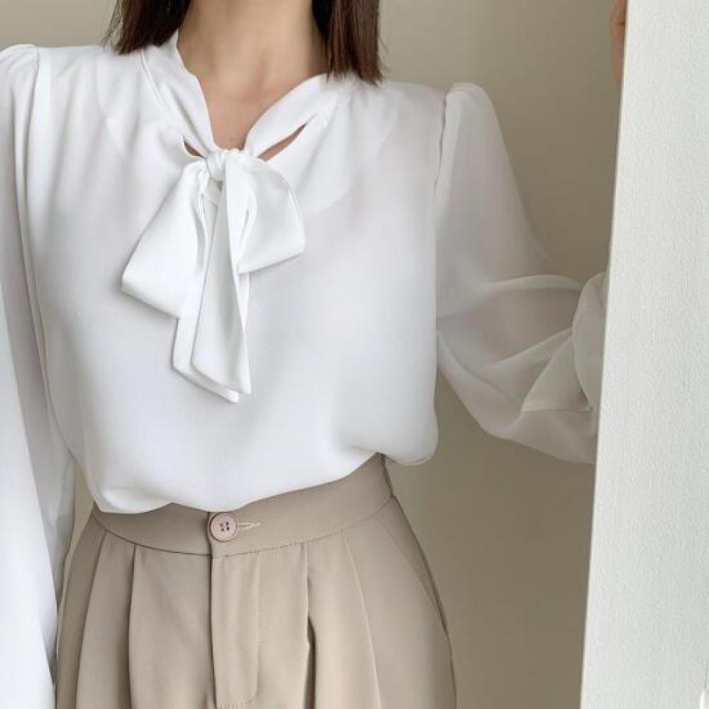 New Arrivals Open Run Women Spring Sheer Chiffon Blouse