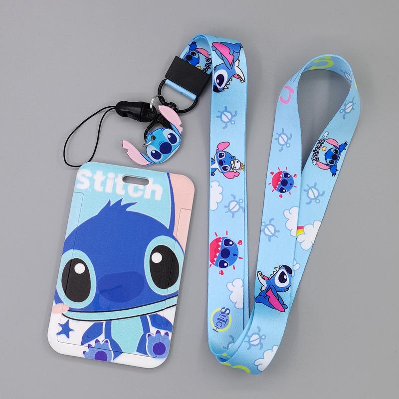 New Stitch Card Holder Anti-lost Cartoon Neck Strap Card Holder Nd Girls Toy Lanyard Badge Clip Present High Quality