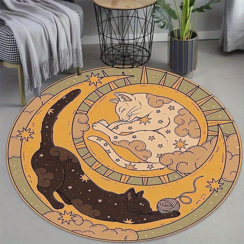 VIKAMA Yin Yang Cat Carpet Round Soft Floor Mat Study Carpet Rug For Bedroom Carpet For Live Room Large Area Rugs Home Decor