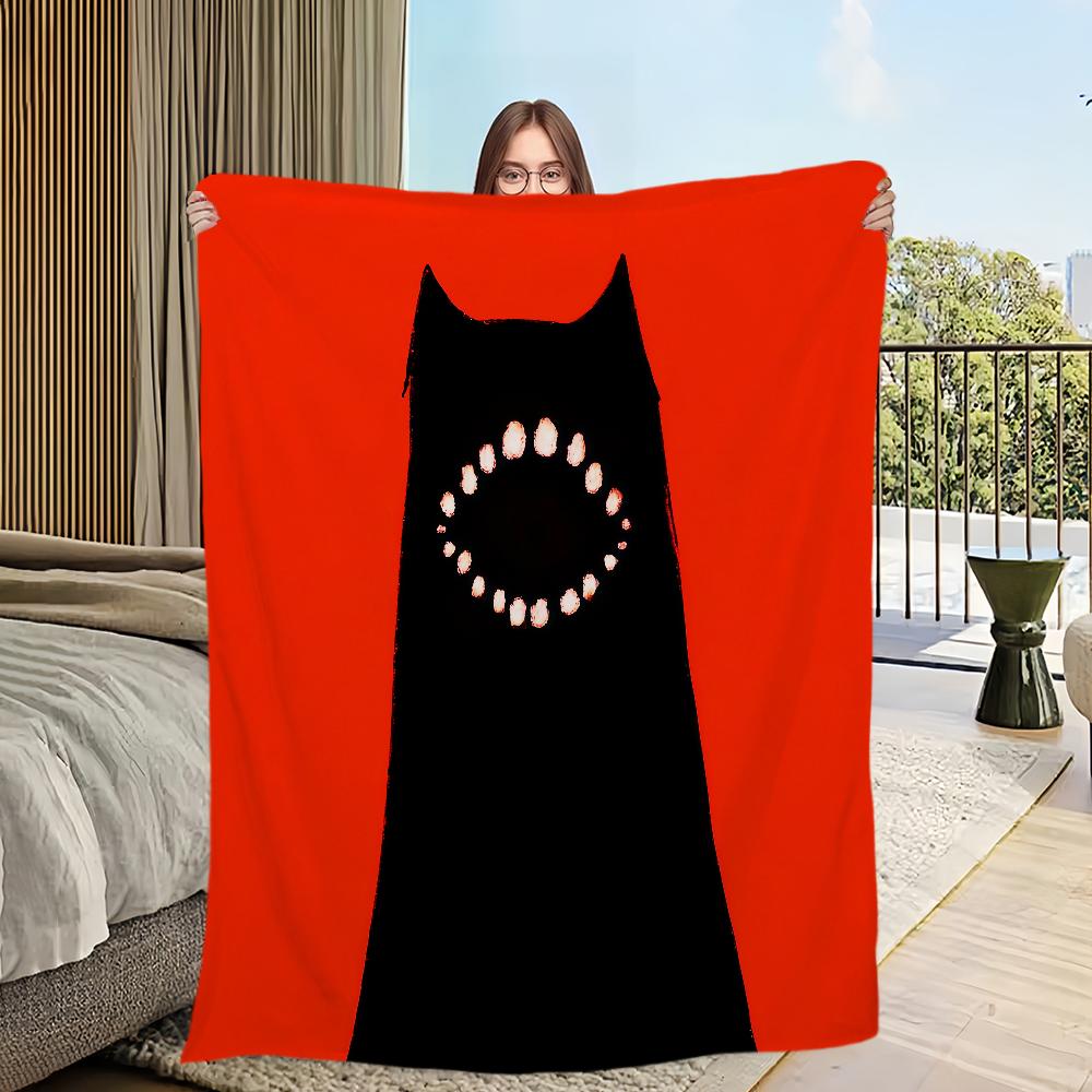 Vintage horror wolf dog black red Flannel warm comfort soft plush blanket sofa living room hogar office bedroom travel gift home