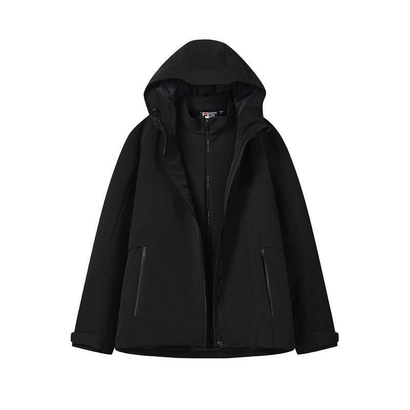 Fila WHITE Jackets Men's Jet Black Hooded Non Detachable Moderate F11M543704FBK