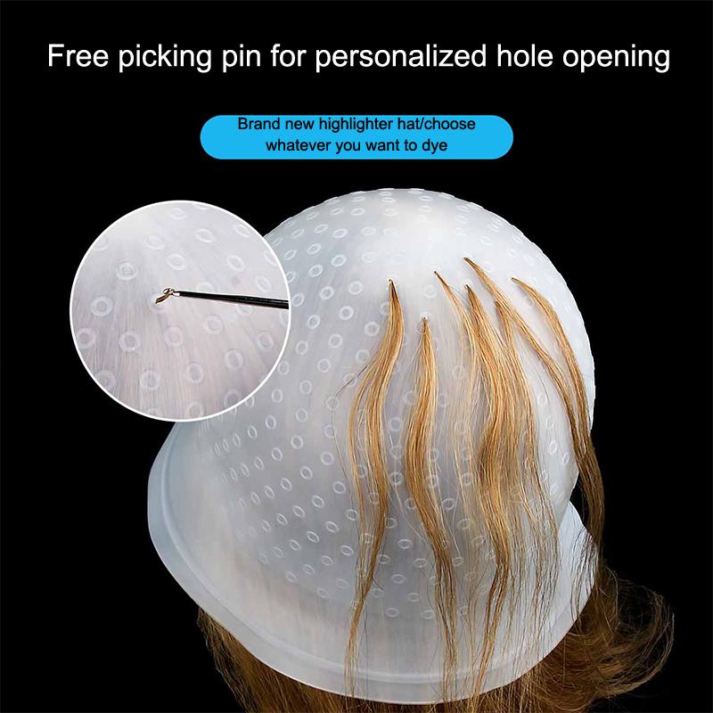 Gorro para Mechas Reutilizable de Silicona Gorro para Mechas Gorros Pull Through para Teñir el Cabello Gorro para Frosting con Gancho