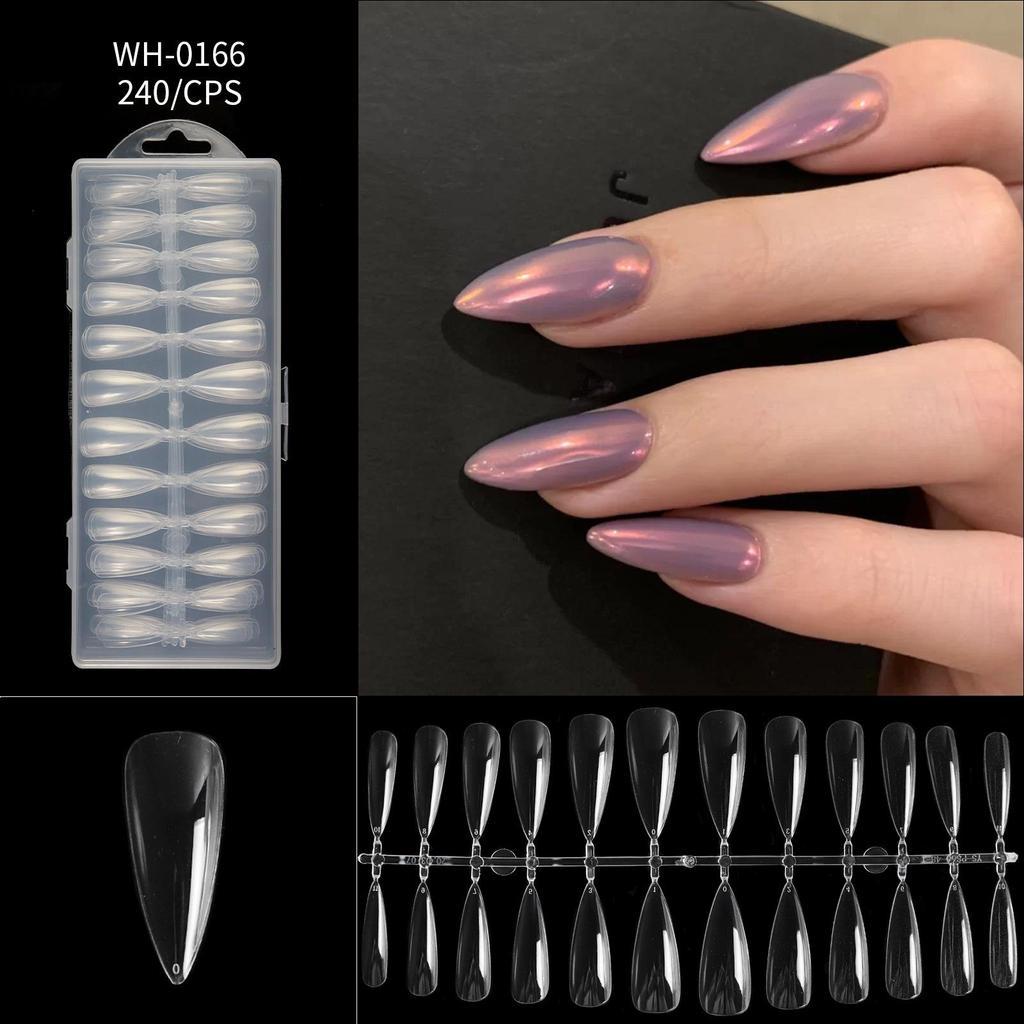 Nail Thin Nail Piece Free Engraving Grinding Trapezoidal Water Drop Almond Scrub Full Paste Half Paste Extension 240 Pieces