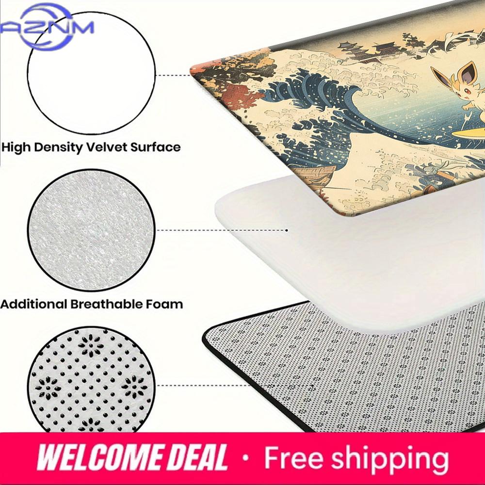 Flareon Surfing On The Great Wave of Kanagawa Print Doormat Anti-slip Absorbent Floor Mat for Home Entrance Bedroom Living Room