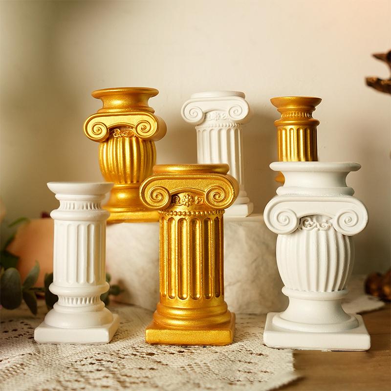 Roman Pillar Greek Column Statue Candle Holder Resin Figurine Home Desktop Decor Ornament Pography Prop Architectural Detail