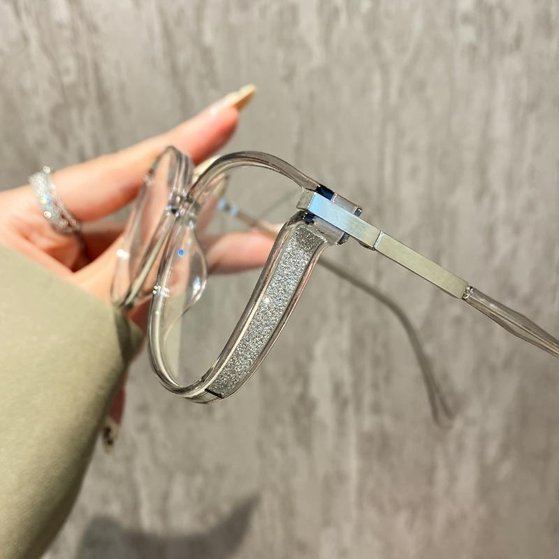 1 Pair of Chic Anti-Blue Light Glasses for Women Large Square Frame with Sparkling Rhinestone Detail