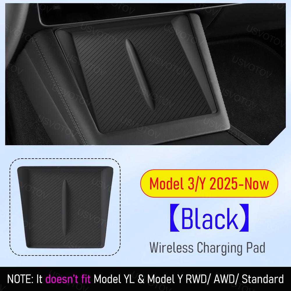 Center Console Wireless Charging Pad for Tesla Model Y Juniper Model 3 2025 2026 Non-slip Charger Mat Car Organizer Accessories