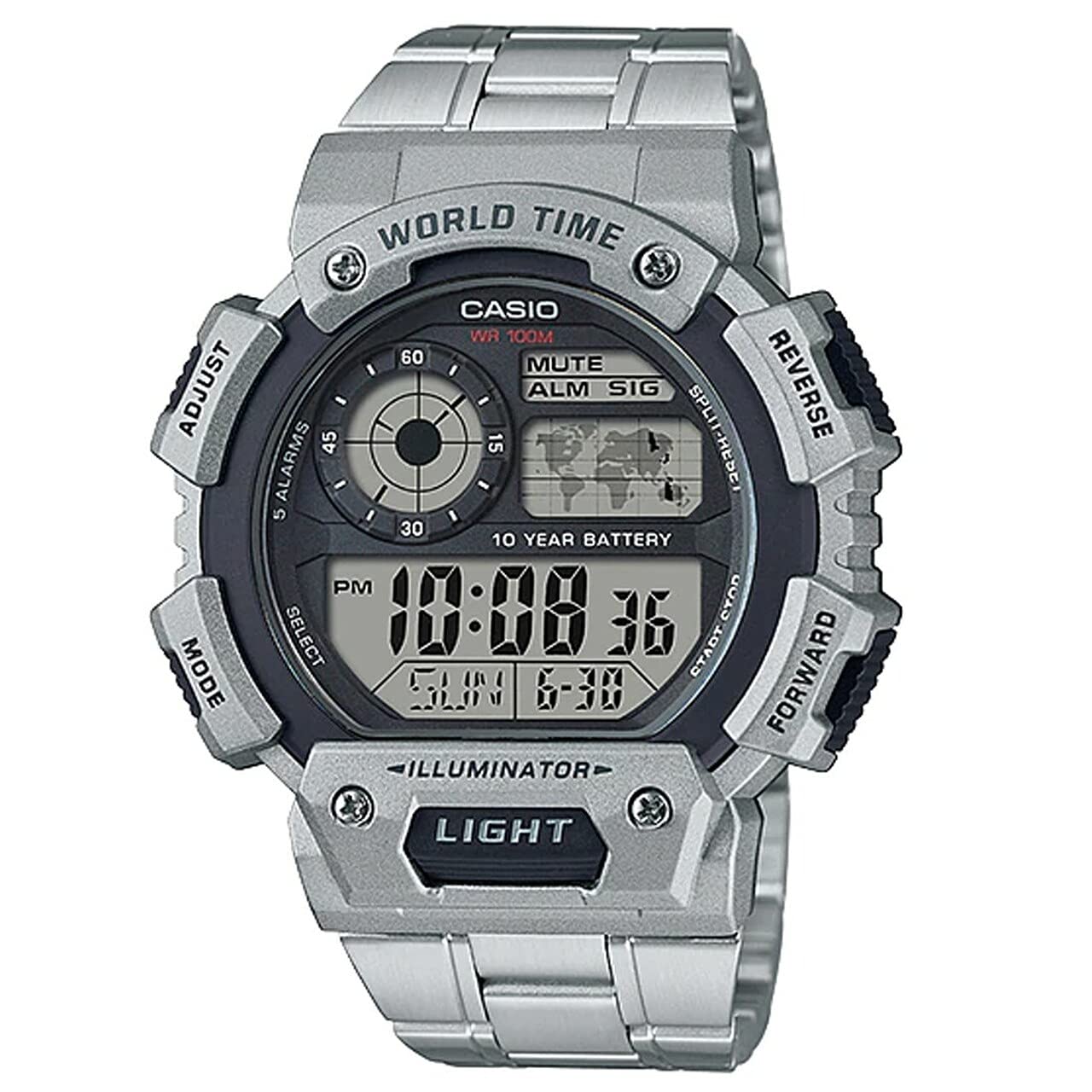 

CASIO World Time цифровые часы подлинные BOX Overseas модель металлический ремешок серебристый [Casio] мужские AE-1400WHD-1AV [Товар]