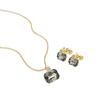 Set - LUXENTER - Garbar - Metal Alloy - Grey Glass - 18k Yellow Gold Finish