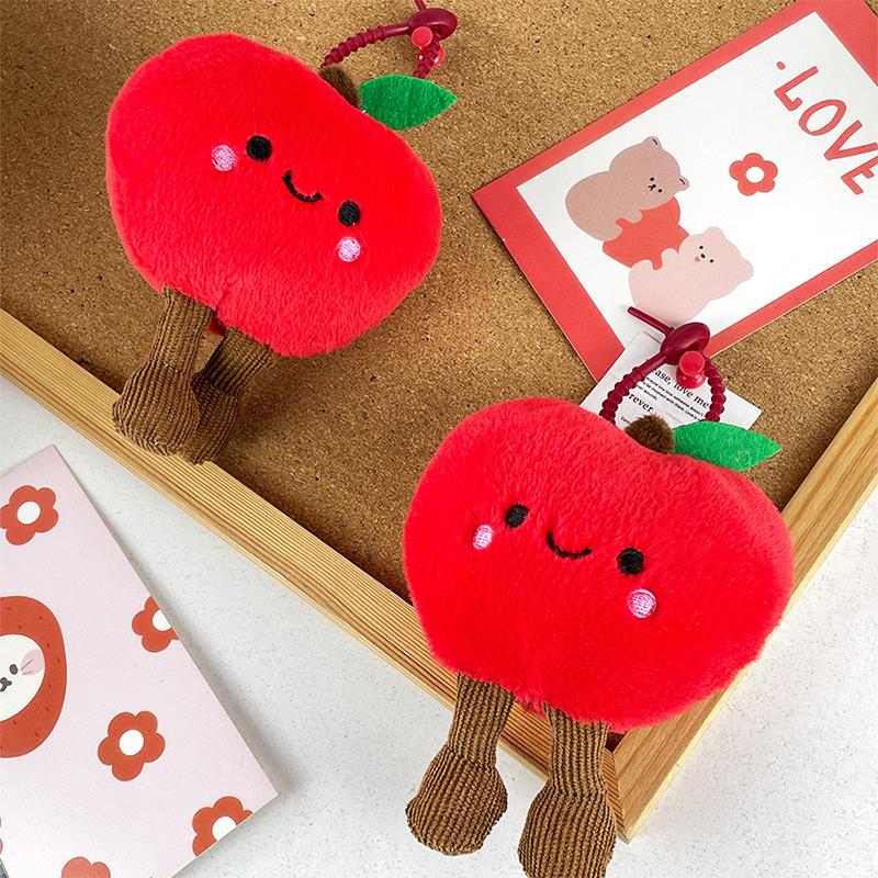 1 Piece Cartoon Figure Red Apple Doll Fruit Food Toy Cute Plush Pendant Stuffed Bag Decoration Birthday Gifts