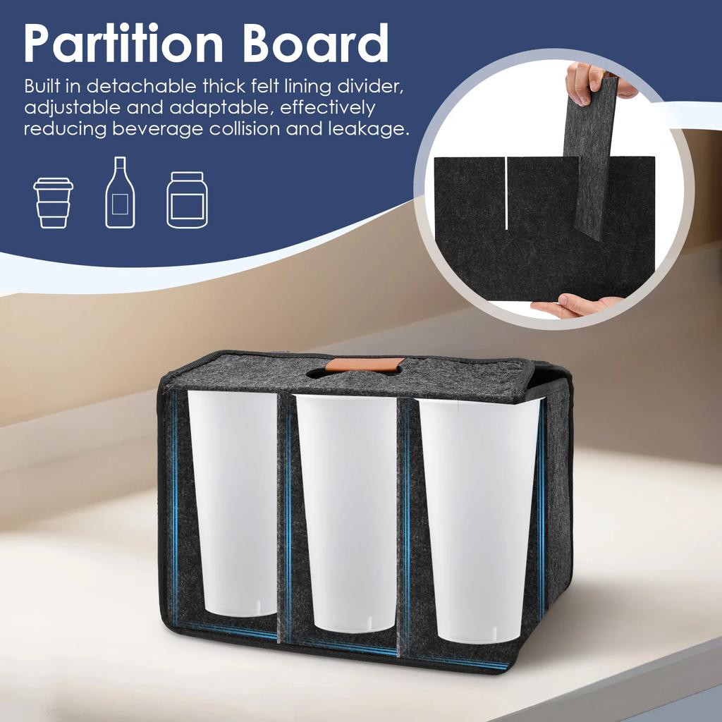 6 Bottle Drink Cup Carrier Foldable Tote Bag With Handles Coffee Cup Holder Portable Picnic Cruise Party Grocery Outdoor Travel