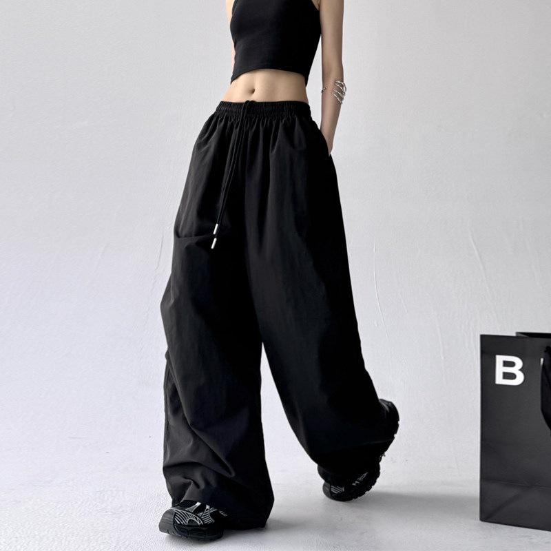 2026 Spring/Summer Women's Blue High-Waisted Wide-Leg Cargo Pants