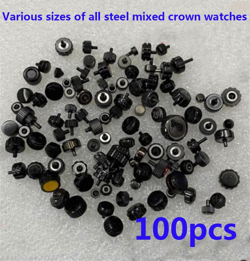 

Watch Accessories Are In Bags Various Sizes Long Short All Steel Watch Handle Mixed Black Watch Crown Clock Maintenance Parts