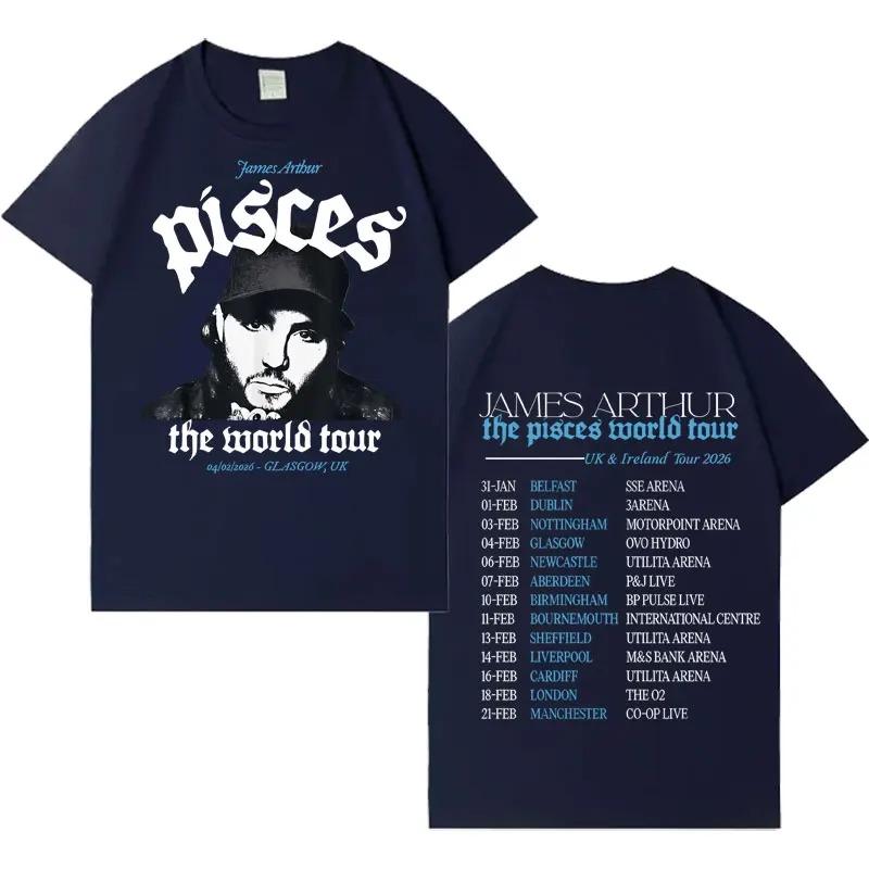 Rapper James Arthur 2026 TShirt Pisces World Tour TShirt Unisex Fashion Short Sleeve TShirt Loose Comfortable Street Style