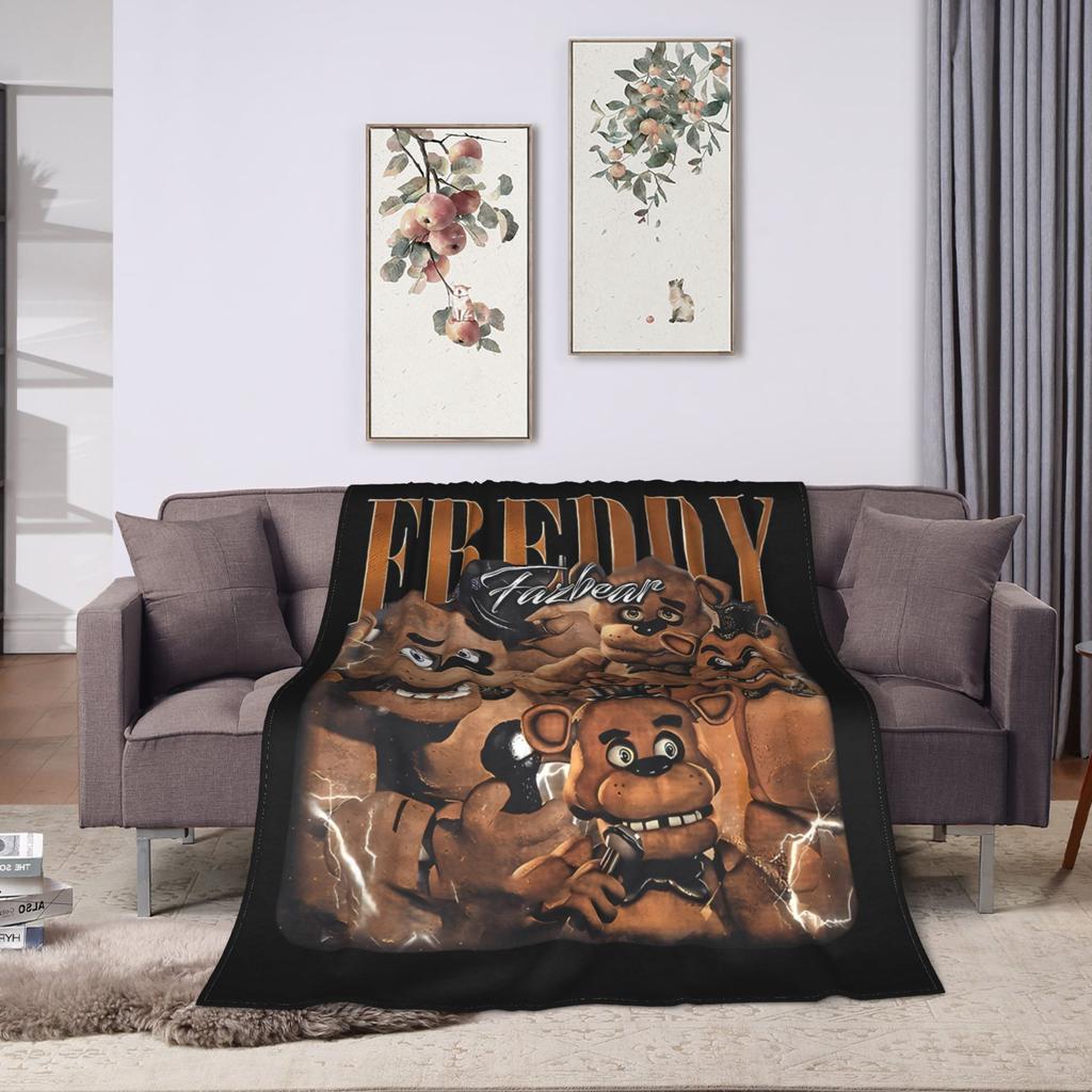 FNAF At Freddys Blankets Velvet Winter Portable Lightweight Thin Throw Blankets for Sofa Office Bedspreads