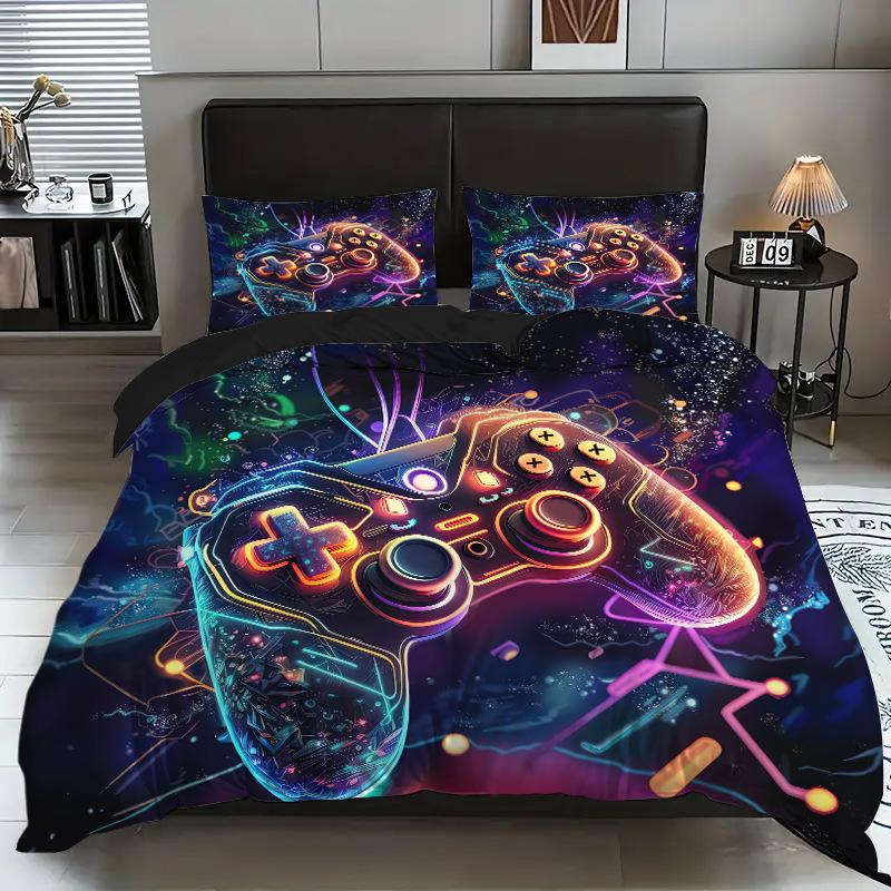 Space Gamepad 3D Digital Printing Three-Piece Set To Map Custom Student Bedding Quilt Cover