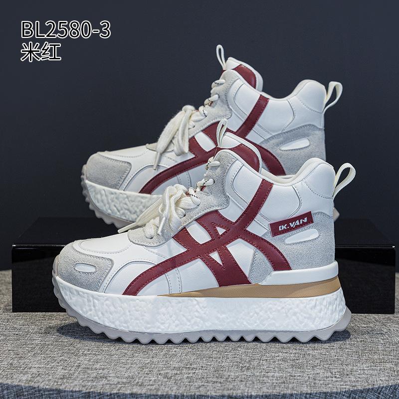 Thick-soled high-top Forrest Gump shoes New autumn lightweight leather breathable sports and leisure dad shoes