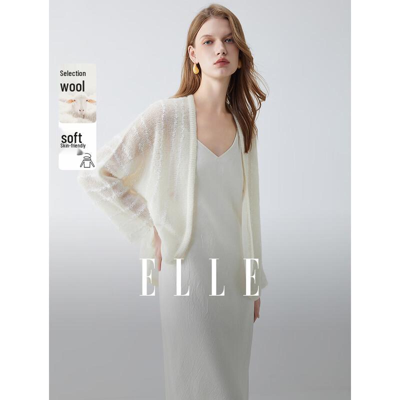 ELLE Women's Striped Mohair Knit Cardigan