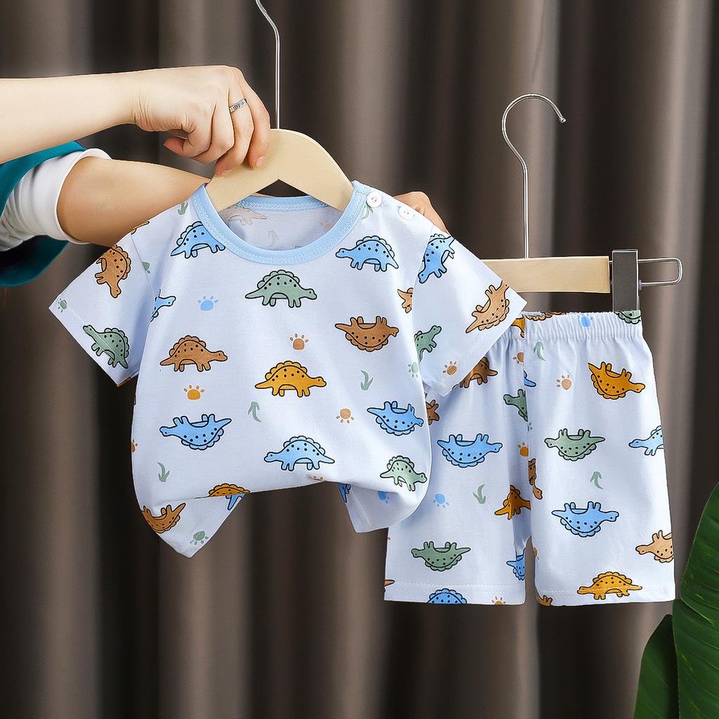 Children's Cotton Short-sleeved Set - Summer Girls' And Boys' Sports T-shirts And Shorts Set