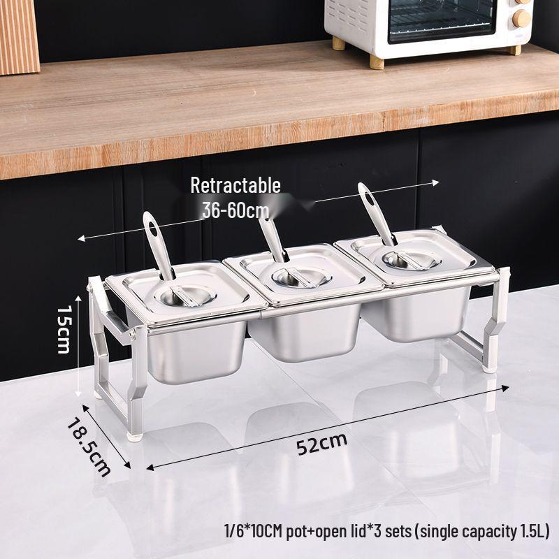 Commercial Stainless Steel Multi-Compartment Condiment Tray Set for Milk Tea Shop