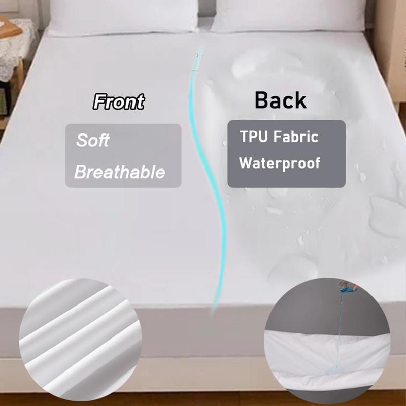 2025 1pc Waterproof Bedsheet,Solid Color Bed Sheet Anti-Stain Mattress Protector,Machine Washable Bedding,Can Be Used in All