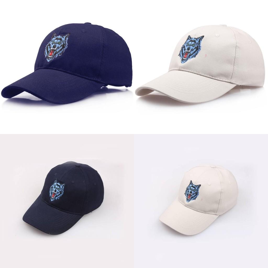 Head Blue Wolf Pattern Embroidered Baseball Caps Outdoor Sports Casual Hats