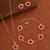 Rhinestone Five-Petal Flower Jewelry Set: Earrings & Necklace