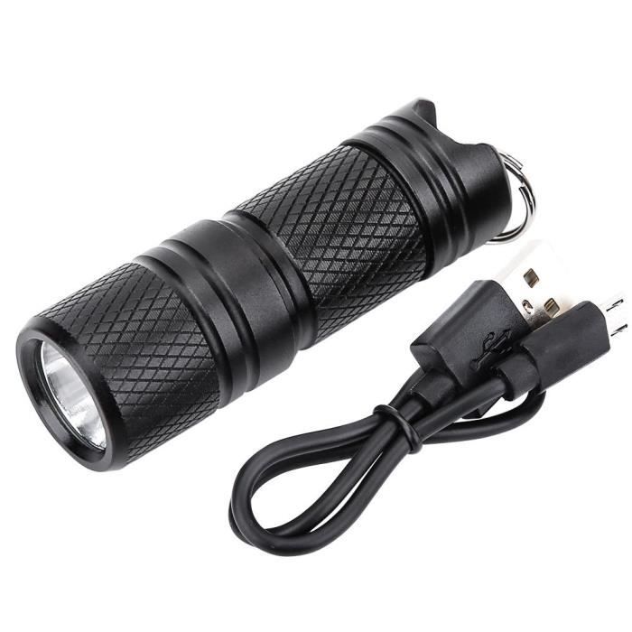 Lampe de poche - Atyhao - Mini LED rechargeable USB - Portable - Noir - Torche de poche