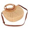 Damen Rattan Tasche Retro Mode Kleine Halbkreis Handgewebte Stroh Umhängetasche Clutch für Strand