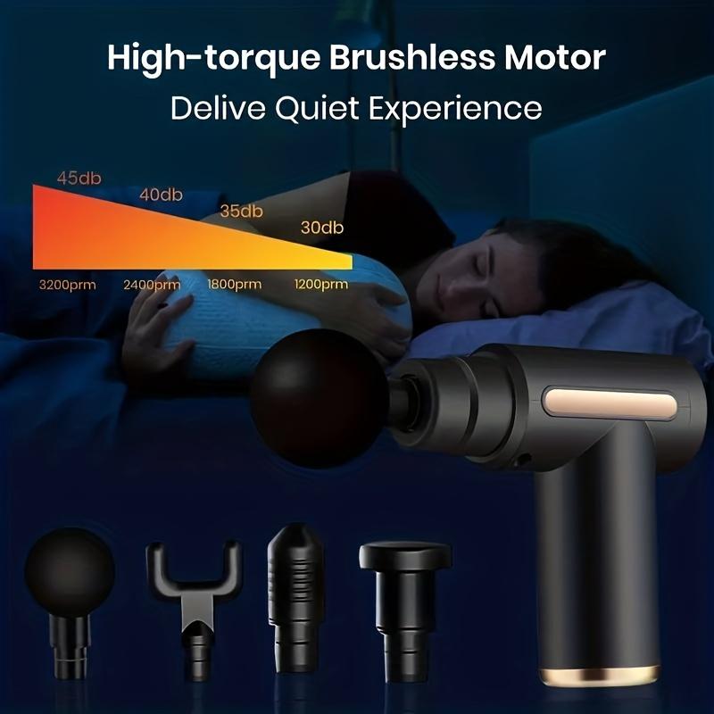 4 FormsProfessional Massage GunMuscle Relaxer with High Torque ImpactPortable UseBrushed MotorSuper VibrationRelaxing Whole Body USB Mini Fascia Gun