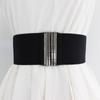 Women'S Plaid Pair Buckle Elastic Belt Decorative Coat Dress Waist Elastic Wide Waist Seal Three Sizes
