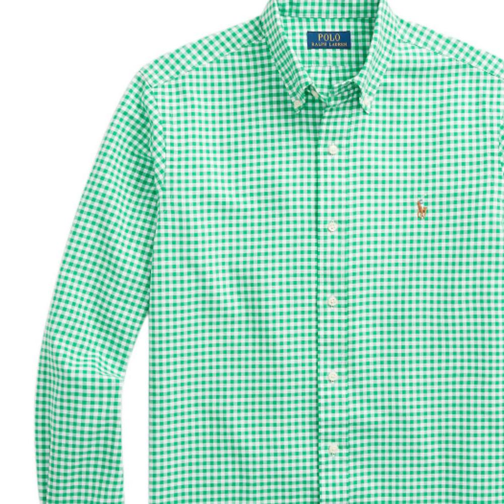 Polo Ralph Lauren SS23 Checkered Polo Shirt Long Sleeve Men Shirts Green MNPOWOV16822863-999