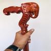 Hand Carved Elephant Head Wooden Walking Cane Walking Stick